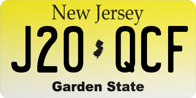 NJ license plate J20QCF