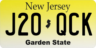 NJ license plate J20QCK