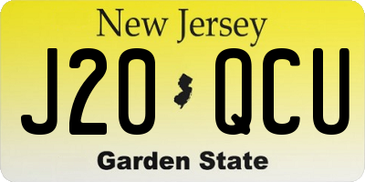 NJ license plate J20QCU