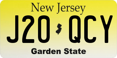 NJ license plate J20QCY