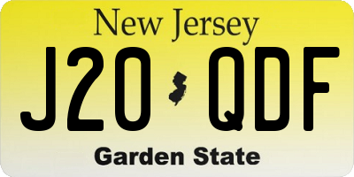 NJ license plate J20QDF