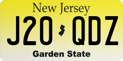 NJ license plate J20QDZ