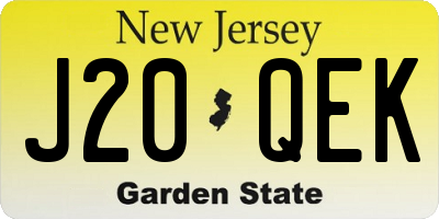 NJ license plate J20QEK