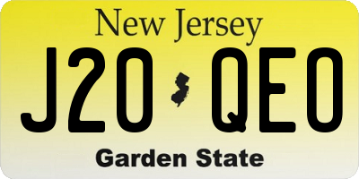 NJ license plate J20QEO