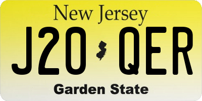 NJ license plate J20QER