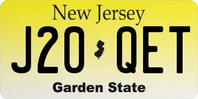 NJ license plate J20QET