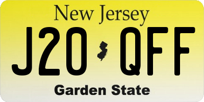 NJ license plate J20QFF