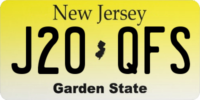 NJ license plate J20QFS