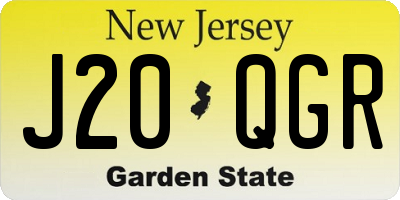 NJ license plate J20QGR