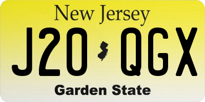 NJ license plate J20QGX