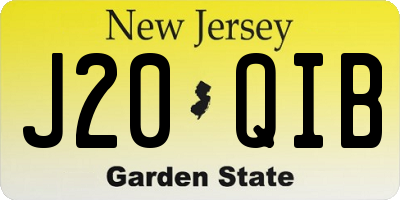 NJ license plate J20QIB