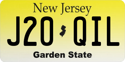 NJ license plate J20QIL