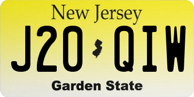 NJ license plate J20QIW
