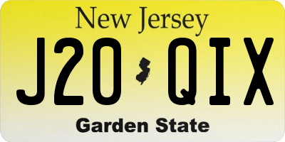 NJ license plate J20QIX