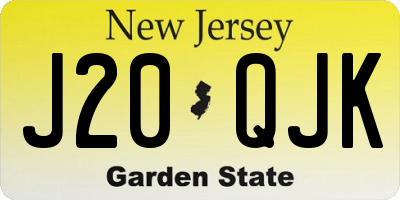NJ license plate J20QJK