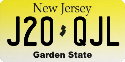 NJ license plate J20QJL