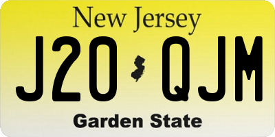 NJ license plate J20QJM