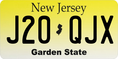NJ license plate J20QJX