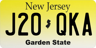 NJ license plate J20QKA