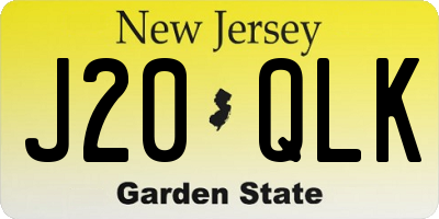 NJ license plate J20QLK