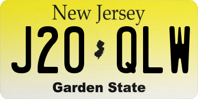 NJ license plate J20QLW