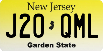 NJ license plate J20QML