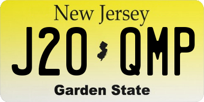 NJ license plate J20QMP