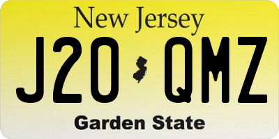NJ license plate J20QMZ