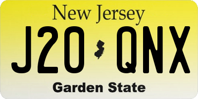 NJ license plate J20QNX