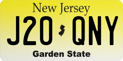 NJ license plate J20QNY