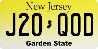 NJ license plate J20QOD
