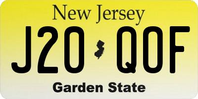 NJ license plate J20QOF