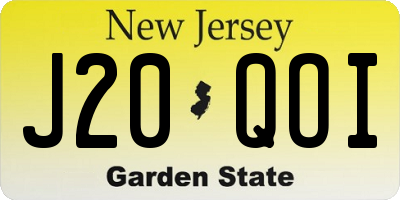 NJ license plate J20QOI