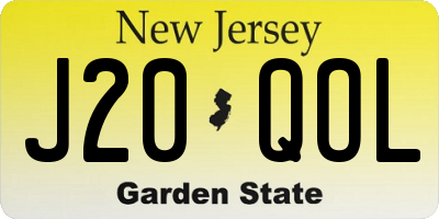 NJ license plate J20QOL