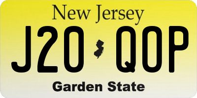 NJ license plate J20QOP