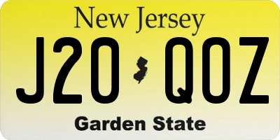 NJ license plate J20QOZ