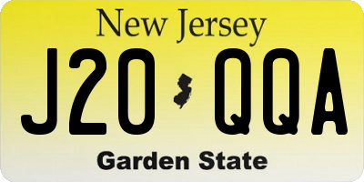 NJ license plate J20QQA