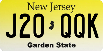 NJ license plate J20QQK