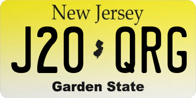 NJ license plate J20QRG