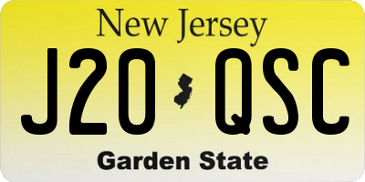 NJ license plate J20QSC