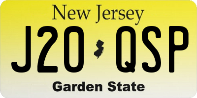 NJ license plate J20QSP