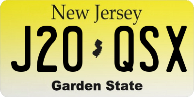 NJ license plate J20QSX