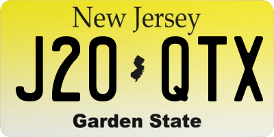 NJ license plate J20QTX