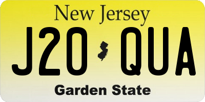 NJ license plate J20QUA