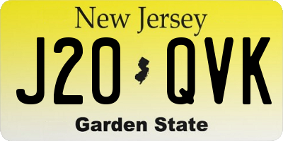 NJ license plate J20QVK