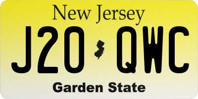 NJ license plate J20QWC