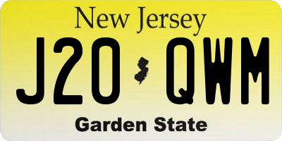 NJ license plate J20QWM