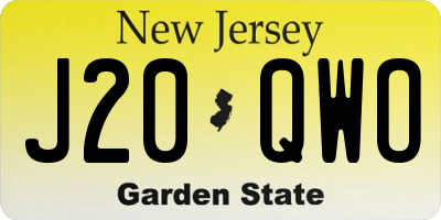 NJ license plate J20QWO