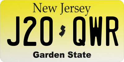 NJ license plate J20QWR