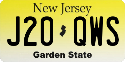 NJ license plate J20QWS